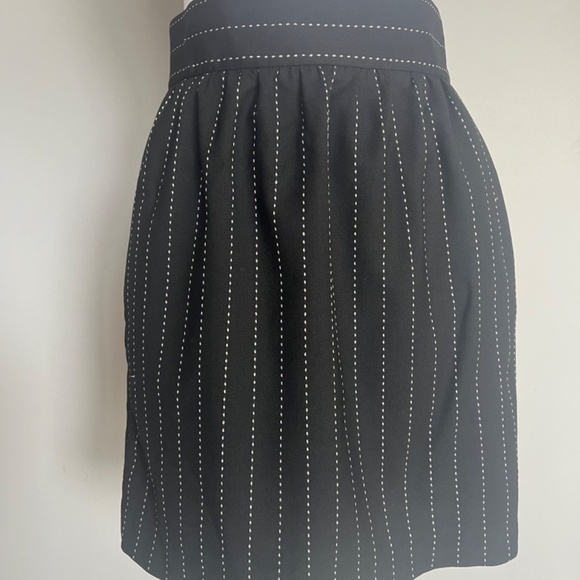 Alice + Olivia Employed Black White Wool Carrier Striped Mini Office Skirt - Picture 8 of 9